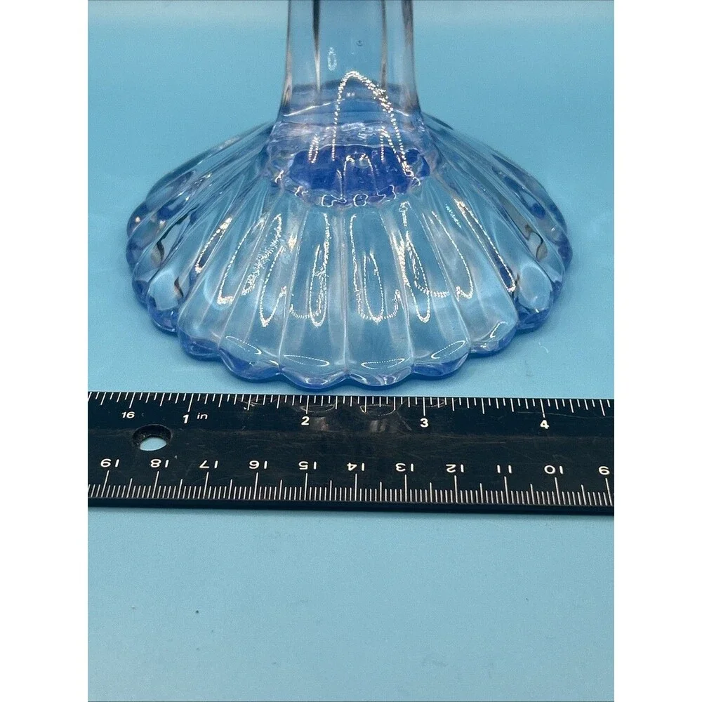 Cambridge Caprice Alpine Blue Crescent Moon Candlestick 7